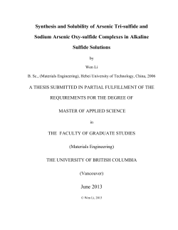 Synthesis and Solubility of Arsenic Tri
