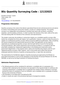 BSc Quantity Surveying Code : 12132023