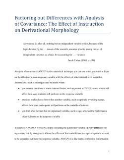 Factoring out Differences with Analysis of Covariance: The Effect of