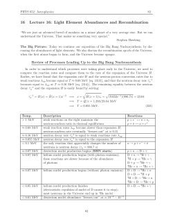 16 Lecture 16: Light Element Abundances and