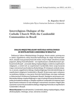 Interreligious Dialogue of the Catholic Church With the Candombl&eacute;