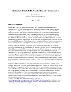 Elimination of the Safe Harbors for Incentive Compensation