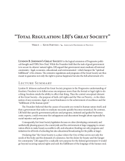 Total Regulation: LBJ`s Great Society