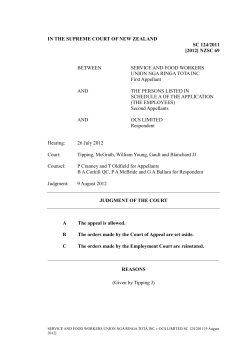 IN THE SUPREME COURT OF NEW ZEALAND SC 124/2011 [2012