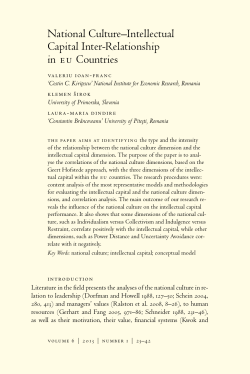 National Culture&ndash;Intellectual Capital Inter-Relationship in eu