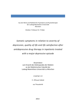 Somatic symptoms in relation to severity of depression, quality of life