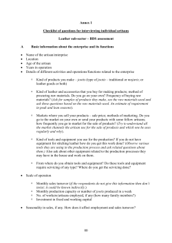 Annex 1 Checklist of questions for interviewing individual artisans
