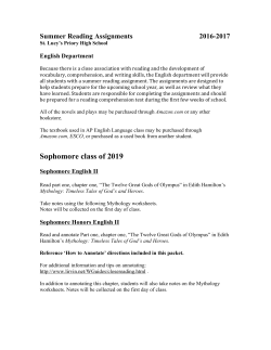 Sophomore Reading Assignment