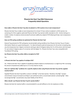 Phoenix Hot Start Taq DNA Polymerase Frequently