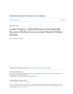 Latina Paradox: Cultural Barriers to the Equitable Receipt of Welfare
