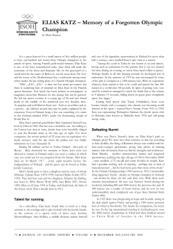 Elias Katz - Memory of a Forgotten Olympic Champion.