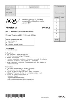 A-level Physics A Question Paper Unit 02 - Mechanics