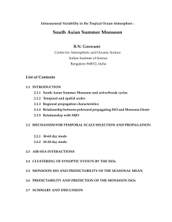 South Asian Summer Monsoon - Centre for Atmospheric and