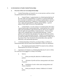 1 I. An Introduction to Family Limited Partnerships A. Overview of the