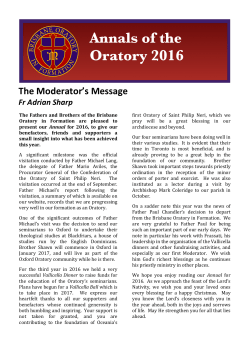 Annals of the Oratory 2016 - The Brisbane Oratory in Formation