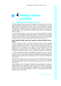 National health priorities - Australian Institute of Health and Welfare
