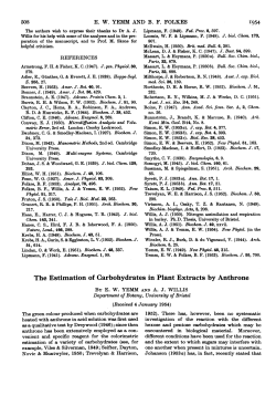The Estimation of Carbohydrates in Plant Extracts by Anthrone