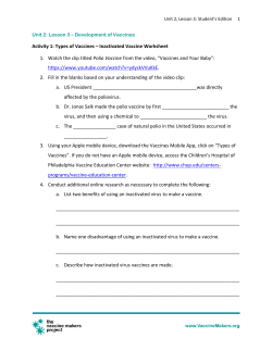 Activity 1 - The Vaccine Makers Project