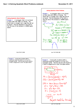 Sect. 1.4 Solving Quadratic Word Problems.notebook
