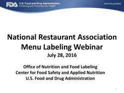 Final Rule for Menu Labeling - National Restaurant Association
