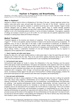 Hayfever in Pregnancy and Breastfeeding