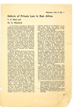 Reform of Private Law in East Africa