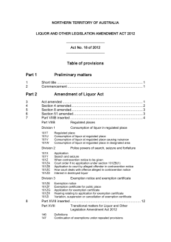 Table of provisions Part 1 Preliminary matters Part 2 Amendment of