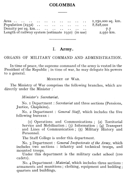 COLOMBIA I. Army. ORGANS OF MILITARY COMMAND AND