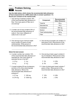 Problem Solving with Percents