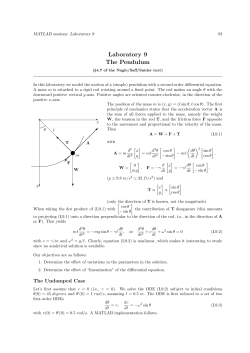 Laboratory 9 The Pendulum