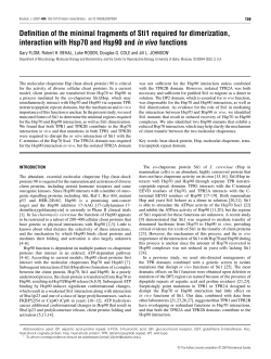Definition of the minimal fragments of Sti1 required for dimerization