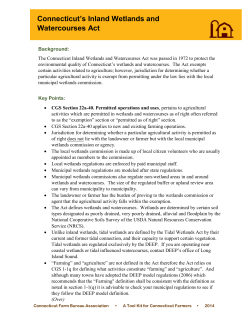 Connecticut`s Inland Wetlands and Watercourses Act