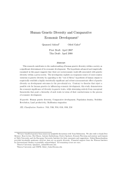 Human Genetic Diversity and Comparative Economic Development