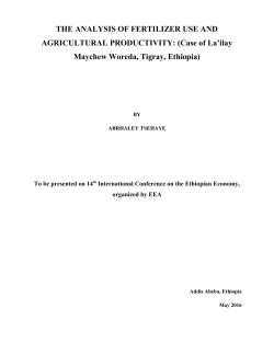 THE ANALYSIS OF FERTILIZER USE AND AGRICULTURAL