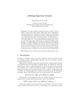 Defining Injection Attacks - CSE - USF