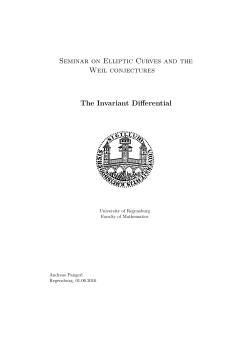 Seminar on Elliptic Curves and the Weil conjectures The Invariant