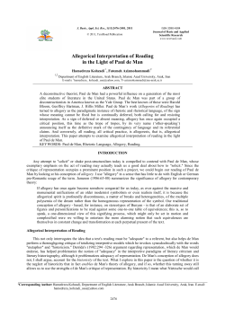 Allegorical Interpretation of Reading in the Light of Paul de Man