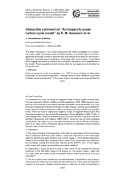Interactive comment on &ldquo;An isopycnic ocean carbon cycle model&rdquo; by