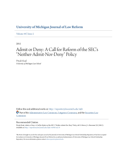 Admit or Deny: A Call for Reform of the SEC`s "Neither-Admit