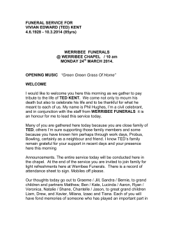 FUNERAL SERVICE FOR VIVIAN EDWARD (TED) KENT 4.6.1928