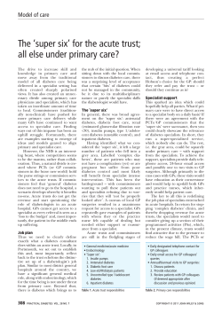 Super Six Model of Care - Portsmouth Hospitals NHS Trust