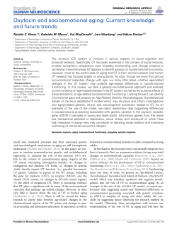 Oxytocin and socioemotional aging: Current knowledge
