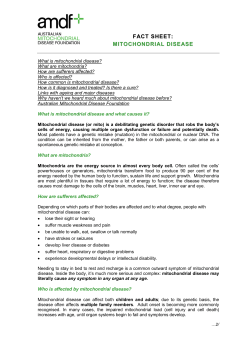 fact sheet: mitochondrial disease - Australian Mitochondrial Disease