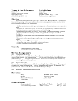 Topics: Acting Shakespeare St. Olaf College