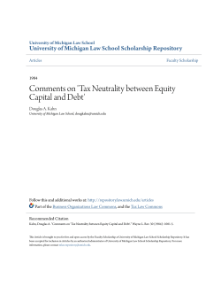 Tax Neutrality between Equity Capital and Debt