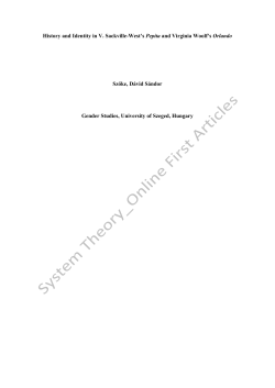 History and Identity in V. Sackville-West`s Pepita and Virginia Woolf`s