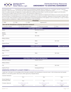 Distributed Energy Resources AMENDMENT TO EXISTING