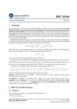 HSL_MA64 - Indefinite symmetric full matrix: partial or complete