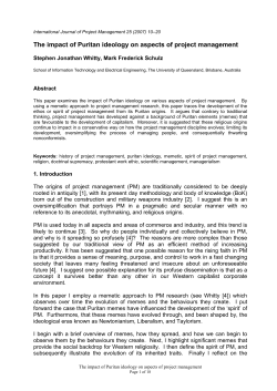 The impact of Puritan ideology on aspects of project
