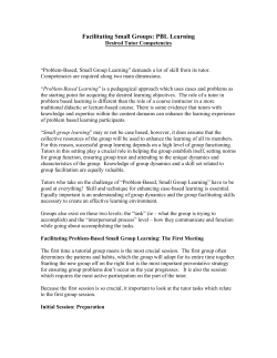 Facilitating Small Groups: PBL Learning